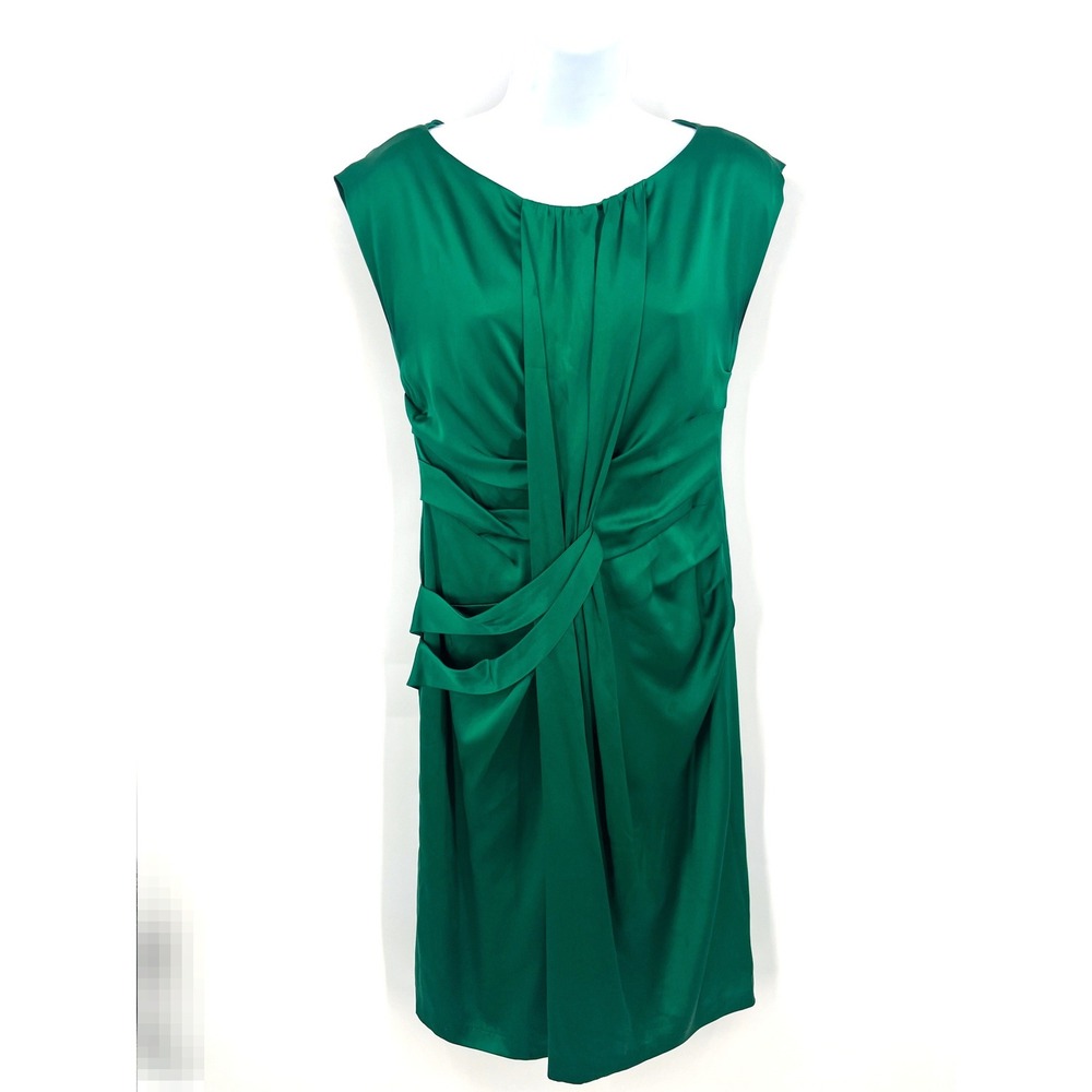Suzi Chin for Maggy Boutique Emerald Green Silk Draped Sheath Cocktail Dress 6